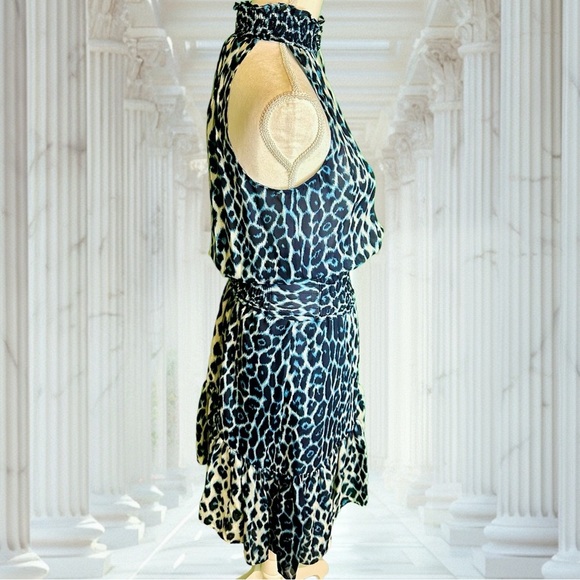 NWT A.L.C. ‘Cody’ Silk Blue Leopard Print Mini Dress Size 0 - Picture 10 of 16